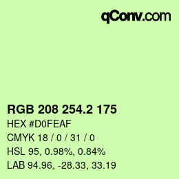 カラーコード: RGB 208 254.2 175 | qconv.com