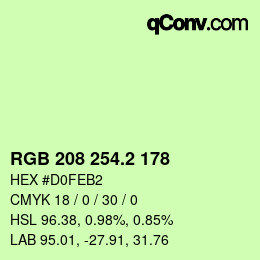 カラーコード: RGB 208 254.2 178 | qconv.com