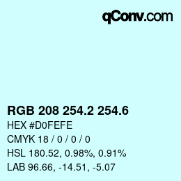 カラーコード: RGB 208 254.2 254.6 | qconv.com