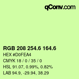 カラーコード: RGB 208 254.6 164.6 | qconv.com