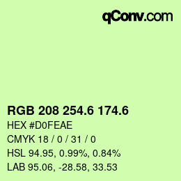 カラーコード: RGB 208 254.6 174.6 | qconv.com