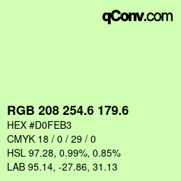 カラーコード: RGB 208 254.6 179.6 | qconv.com