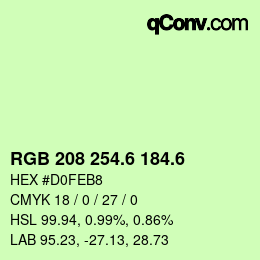 カラーコード: RGB 208 254.6 184.6 | qconv.com