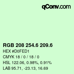 カラーコード: RGB 208 254.6 209.6 | qconv.com
