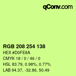 カラーコード: RGB 208 254 138 | qconv.com