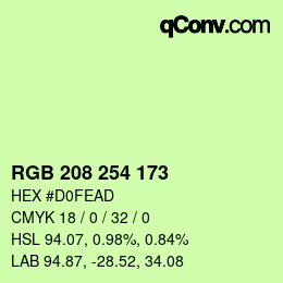 Color code: RGB 208 254 173 | qconv.com