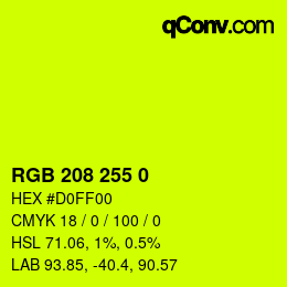 颜色代码: RGB 208 255 0 | qconv.com