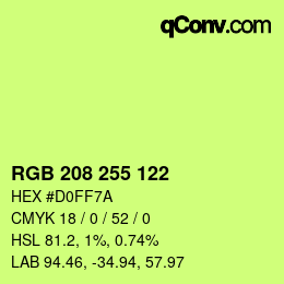 Color code: RGB 208 255 122 | qconv.com