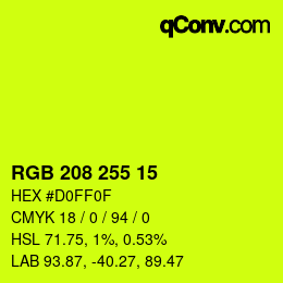 Color code: RGB 208 255 15 | qconv.com