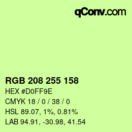 Color code: RGB 208 255 158 | qconv.com