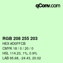 Color code: RGB 208 255 203 | qconv.com