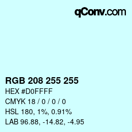 Color code: RGB 208 255 255 | qconv.com