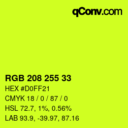 Color code: RGB 208 255 33 | qconv.com