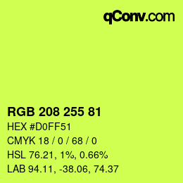 Color code: RGB 208 255 81 | qconv.com