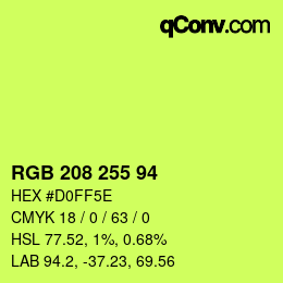 Color code: RGB 208 255 94 | qconv.com