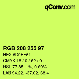 Color code: RGB 208 255 97 | qconv.com