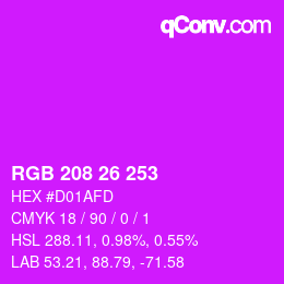 Color code: RGB 208 26 253 | qconv.com