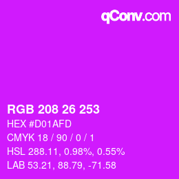 Color code: RGB 208 26 253 | qconv.com