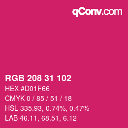 Color code: RGB 208 31 102 | qconv.com