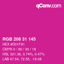 Color code: RGB 208 31 145 | qconv.com