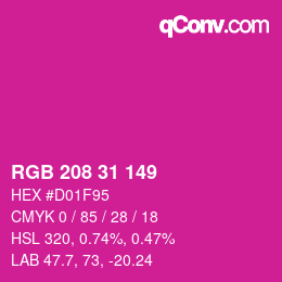 Color code: RGB 208 31 149 | qconv.com