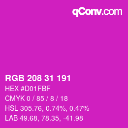 Color code: RGB 208 31 191 | qconv.com