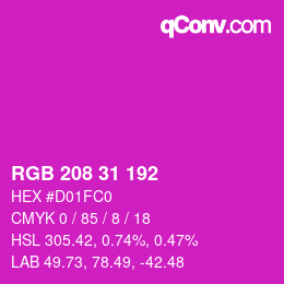 Color code: RGB 208 31 192 | qconv.com