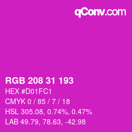 Color code: RGB 208 31 193 | qconv.com