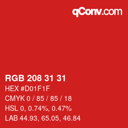 Color code: RGB 208 31 31 | qconv.com