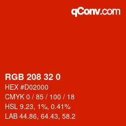Color code: RGB 208 32 0 | qconv.com