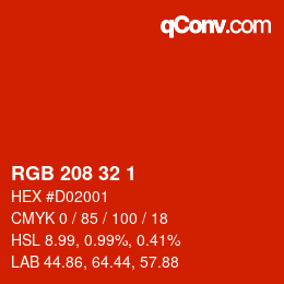 Color code: RGB 208 32 1 | qconv.com