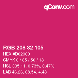 カラーコード: RGB 208 32 105 | qconv.com