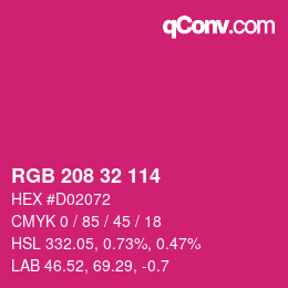 Color code: RGB 208 32 114 | qconv.com