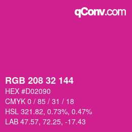 カラーコード: RGB 208 32 144 | qconv.com