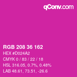 Color code: RGB 208 36 162 | qconv.com