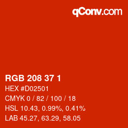 カラーコード: RGB 208 37 1 | qconv.com