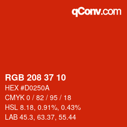 カラーコード: RGB 208 37 10 | qconv.com