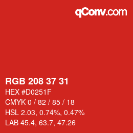 Color code: RGB 208 37 31 | qconv.com