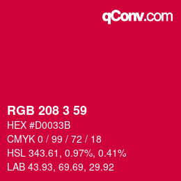 カラーコード: RGB 208 3 59 | qconv.com