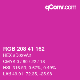 Color code: RGB 208 41 162 | qconv.com