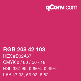 Color code: RGB 208 42 103 | qconv.com