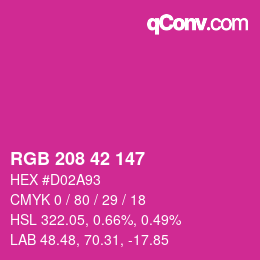 カラーコード: RGB 208 42 147 | qconv.com