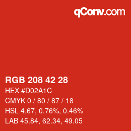 Color code: RGB 208 42 28 | qconv.com