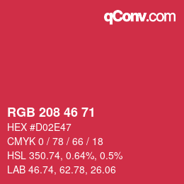 Color code: RGB 208 46 71 | qconv.com