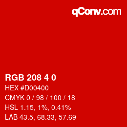Color code: RGB 208 4 0 | qconv.com