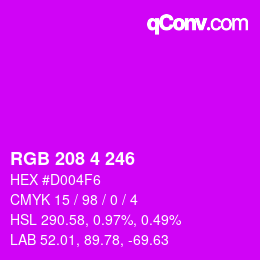Color code: RGB 208 4 246 | qconv.com