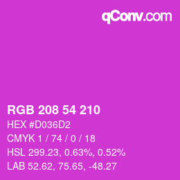 Color code: RGB 208 54 210 | qconv.com