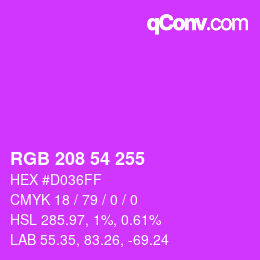 Color code: RGB 208 54 255 | qconv.com