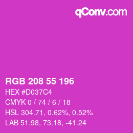 颜色代码: RGB 208 55 196 | qconv.com