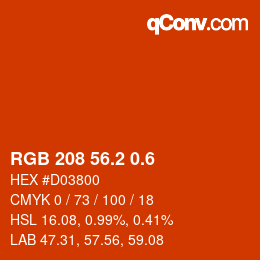 カラーコード: RGB 208 56.2 0.6 | qconv.com